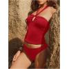 imageMakeMeChic Womens Tankini Swimsuits Halter Tie Back Tummy Control Swimwear Bathing SuitRed