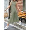 imageMakeMeChic Womens Textured High Waisted Dress Sleeveless Crew Neck Ruffle Midi DressesMint Green