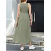 imageMakeMeChic Womens Textured High Waisted Dress Sleeveless Crew Neck Ruffle Midi DressesMint Green