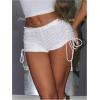 imageMakeMeChic Womens Textured Lace Up Drawstring Elastic Low Waist Skinny Fit Y2K Mini ShortsWhite