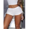 imageMakeMeChic Womens Textured Lace Up Drawstring Elastic Low Waist Skinny Fit Y2K Mini ShortsWhite