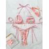 imageMakeMeChic Womens Two Piece Bikini Sets Floral Print Triangle Tie Side Halter Bathing Suits BeachwearPink