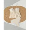imageMakeMeChic Womens Two Piece Tankini Set Textured Tie Front Ruffle Tummy Control Bathing SuitApricot