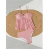 imageMakeMeChic Womens Two Piece Tankini Set Textured Tie Front Ruffle Tummy Control Bathing SuitPink