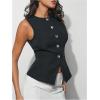 imageMakeMeChic Womens Vest Top Crew Neck Button Down Casual Blazer Vests Sleeveless Work Office TopsBlack