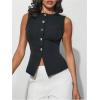 imageMakeMeChic Womens Vest Top Crew Neck Button Down Casual Blazer Vests Sleeveless Work Office TopsBlack
