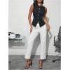 imageMakeMeChic Womens Vest Top Crew Neck Button Down Casual Blazer Vests Sleeveless Work Office TopsBlack