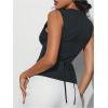 imageMakeMeChic Womens Vest Top Crew Neck Button Down Casual Blazer Vests Sleeveless Work Office TopsBlack