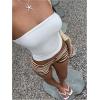imageMakeMeChic Womens Y2k Striped Crochet Micro Mini Shorts Low Waist Knit Lounge Shorts LoungewearBrown and White