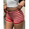 imageMakeMeChic Womens Y2k Striped Crochet Micro Mini Shorts Low Waist Knit Lounge Shorts LoungewearRed and White