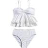 imageMakeMeChic Girls Tankini Swimsuits SetsRuffle Tiered Spaghetti Strap Eyelet Embroidery Bathing SuitWhite