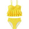 imageMakeMeChic Girls Tankini Swimsuits SetsRuffle Tiered Spaghetti Strap Eyelet Embroidery Bathing SuitYellow