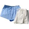 imageMakeMeChic Womens 2 Pack Linen Shorts Summer Beach Pajama Boxer ShortsBlue and White