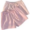 imageMakeMeChic Womens 2 Pack Linen Shorts Summer Beach Pajama Boxer ShortsPink Striped