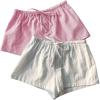 imageMakeMeChic Womens 2 Pack Linen Shorts Summer Beach Pajama Boxer ShortsPink White