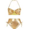 imageMakeMeChic Womens 2 Piece Bikini Sets Metallic High Waisted Ruched Halter Tie Side Swim Bathing SuitGold