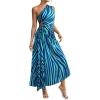 imageMakeMeChic Womens Casual Striped Cut Out One Shoulder Sleeveless High Waist Summer A Line Maxi DressesBlue