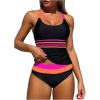 imageMakeMeChic Womens Colorblock Tankini Set Scoop Neck Criss Cross Bathing Suit SwimsuitBlack