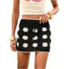 imageMakeMeChic Womens Crochet Skirts Tie Front Summer Beach Cover Up Floral Mini SkirtBlack and White