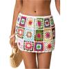 imageMakeMeChic Womens Crochet Skirts Tie Front Summer Beach Cover Up Floral Mini SkirtMulticolor