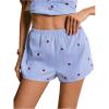 imageMakeMeChic Womens Elastic Waist Shorts Straight Leg Eyelet Embroidery Summer Casual ShortsBlue and White