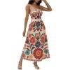 imageMakeMeChic Womens Floral Flowy Beach Dress Boho Smocked Dresses Sleeveless Maxi SundressMulticolor