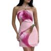 imageMakeMeChic Womens Floral Halter Backless Dress Ring Sleeveless Summer Mini DressesPink