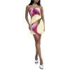 imageMakeMeChic Womens Floral Halter Backless Dress Ring Sleeveless Summer Mini DressesYellow