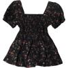 imageMakeMeChic Womens Floral Puff Sleeve Square Neck Blouse Ruffle Hem Shirred Blouses TopBlack