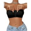imageMakeMeChic Womens Front Closure Strapless Wireless Bralette Bandeau Bra Push Up BrasBlack