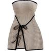 imageMakeMeChic Womens Knitted Strapless Dress Wrap Tie Front Sleeveless Bodycon Mini Tube DressesKhaki
