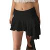 imageMakeMeChic Womens Lace Skirt with Shorts Low Rise Ruffle Flowy Mini Skirt Micro SkortBlack