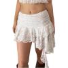 imageMakeMeChic Womens Lace Skirt with Shorts Low Rise Ruffle Flowy Mini Skirt Micro SkortWhite