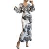 imageMakeMeChic Womens Leopard Print Dress V Neck Dolman Sleeve Ruched Bodycon Cocktail Maxi DressesMulticolor Bb