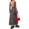 imageMakeMeChic Womens Leopard Print Mesh Backless Long Sleeve Maxi Dresses Party Dress BodyconBrown
