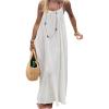 imageMakeMeChic Womens Open Back Cami Dress Spaghetti Strap Sleeveless Maxi DressesWhite