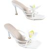 imageMakeMeChic Womens Open Toe Floral Kitten Heels Flower Summer Beach SandalsPlain White