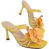 imageMakeMeChic Womens Open Toe Floral Kitten Heels Flower Summer Beach SandalsYellow Solid