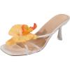imageMakeMeChic Womens Open Toe Floral Kitten Heels Flower Summer Beach SandalsYellow White