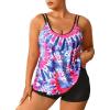 imageMakeMeChic Womens Plus Size 2 Piece Swimsuit Tankini Bathing Suits Floral Swim Tank Top with BoyshortsPink B