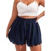 imageMakeMeChic Womens Plus Size Elastic Waist Scallop Trim Flowy Wide Leg ShortsNavy Blue