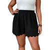 imageMakeMeChic Womens Plus Size Elastic Waist Scallop Trim Flowy Wide Leg ShortsPlus Black