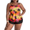 imageMakeMeChic Womens Plus Size Tankini Bathing Suits Tropical Swim Tank Top with Boyshorts 2 Piece SwimsuitMulticolor