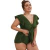 imageMakeMeChic Womens Plus Size Tankini Swimsuit Ruffle Sleeve Two Piece Bathing SuitArmy Green
