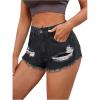 imageMakeMeChic Womens Ripped Denim Shorts Raw Trim Straight Leg Jean Shorts with PocketDark Grey