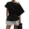 imageMakeMeChic Womens Summer Asymmetrical Tops Dolman Sleeve Blouse Split Hem Dressy ShirtBlack