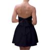 imageMakeMeChic Womens Summer Elegant Strapless Mini Dress with Bow Ruched Ruffle A Line Bandeau Party Mini DressDark Blue