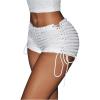 imageMakeMeChic Womens Textured Lace Up Drawstring Elastic Low Waist Skinny Fit Y2K Mini ShortsWhite