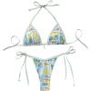 imageMakeMeChic Womens Two Piece Bikini Sets Floral Print Triangle Tie Side Halter Bathing Suits BeachwearMulticolor