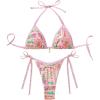 imageMakeMeChic Womens Two Piece Bikini Sets Floral Print Triangle Tie Side Halter Bathing Suits BeachwearPink